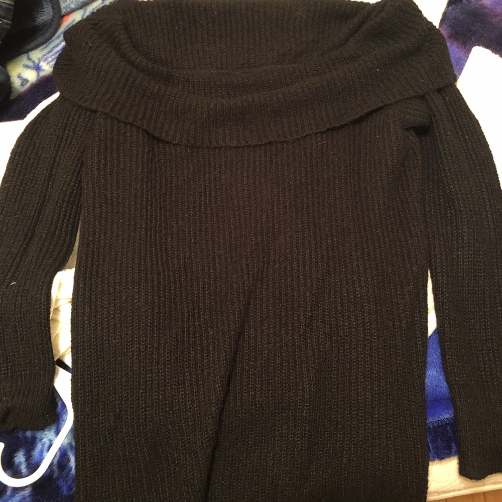 Black knit off the shoulder sweater